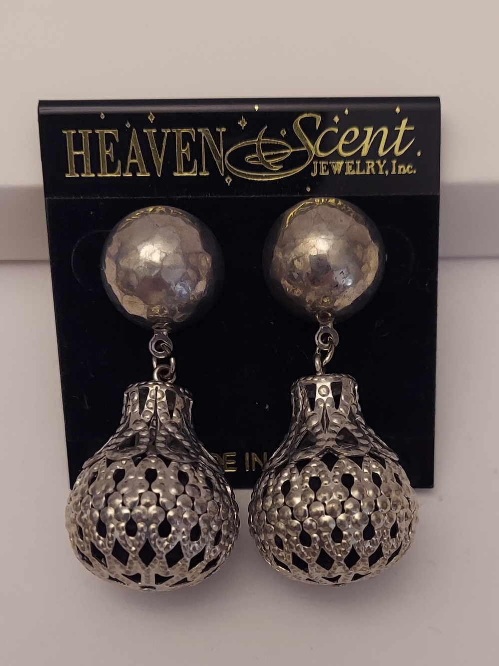Heaven Scent Vintage Jewelry | Silver-Tone Fragrance Diffuser Earrings